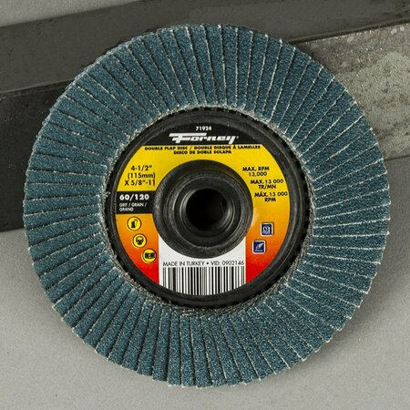 Forney Double Sided Flap Disc, 60/120 Grits, 4-1/2 in 71924